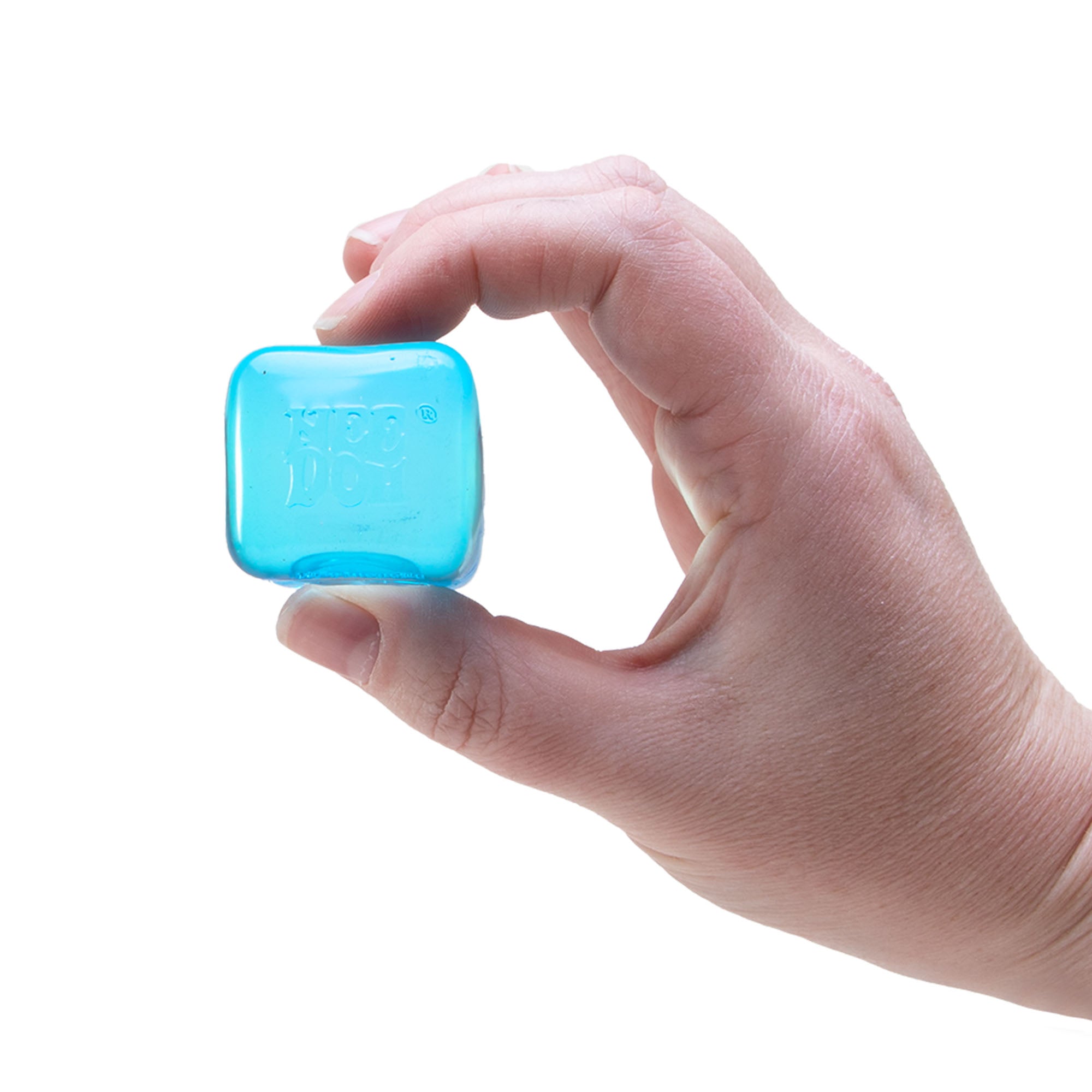 NeeDoh Nice Ice Baby held between fingers